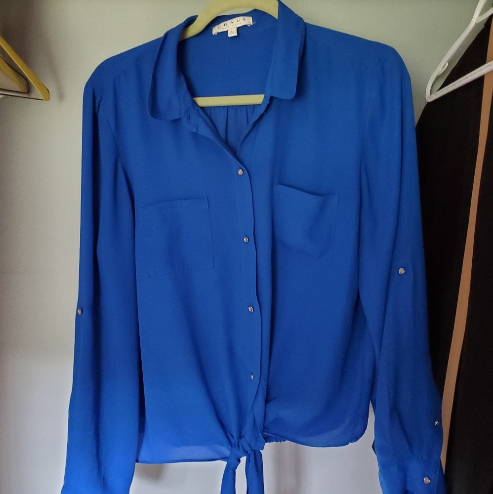 Cobalt Blue Tie Detail Blouse